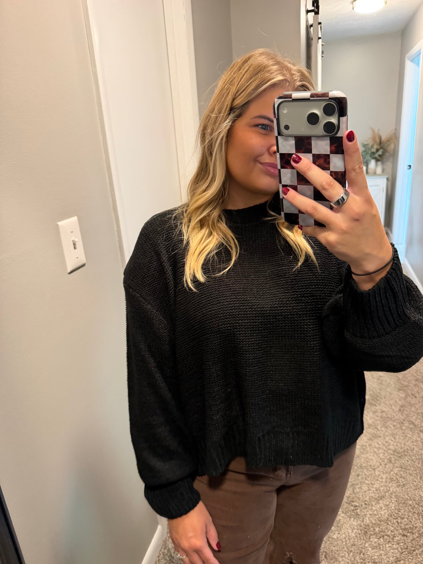 Juliet- Black Oversized Balloon Sleeved Sweater