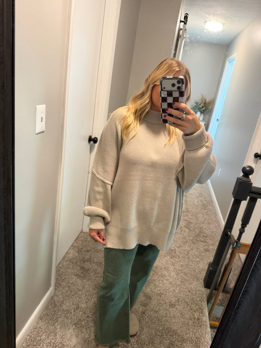 Millie- Heathered Mocha Oversized Sweater