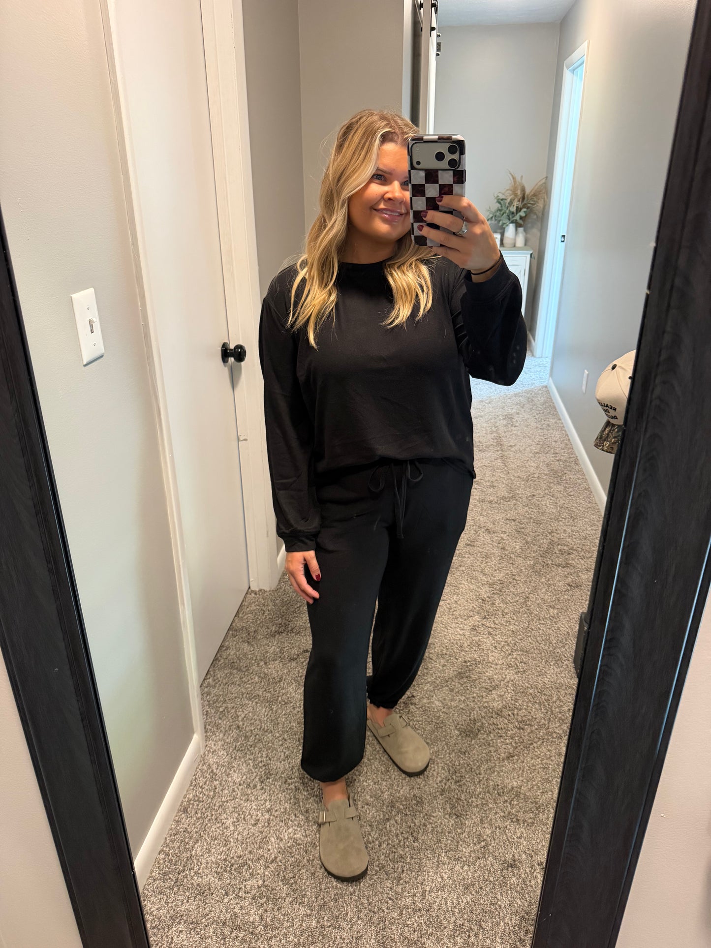 Logan-Black Long Sleeve Jogger Set
